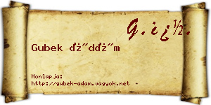 Gubek Ádám névjegykártya