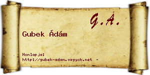 Gubek Ádám névjegykártya